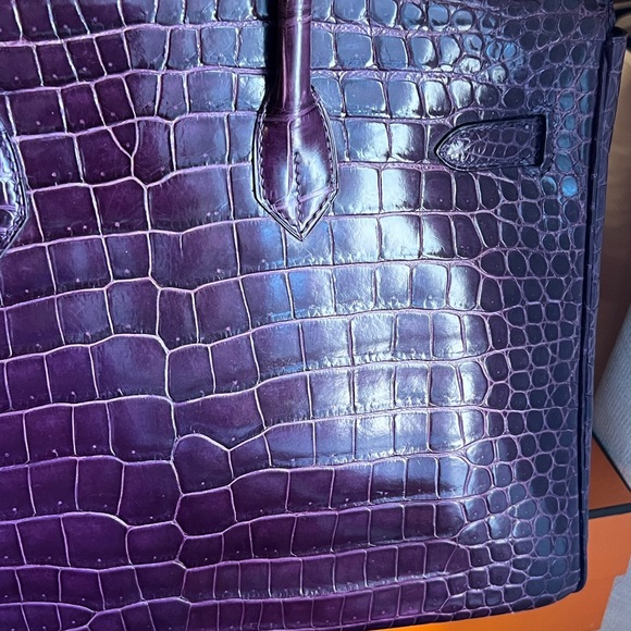 Hermes Birkin 35 Amethyst Crocodile Porosus bag - Picture 16 of 16